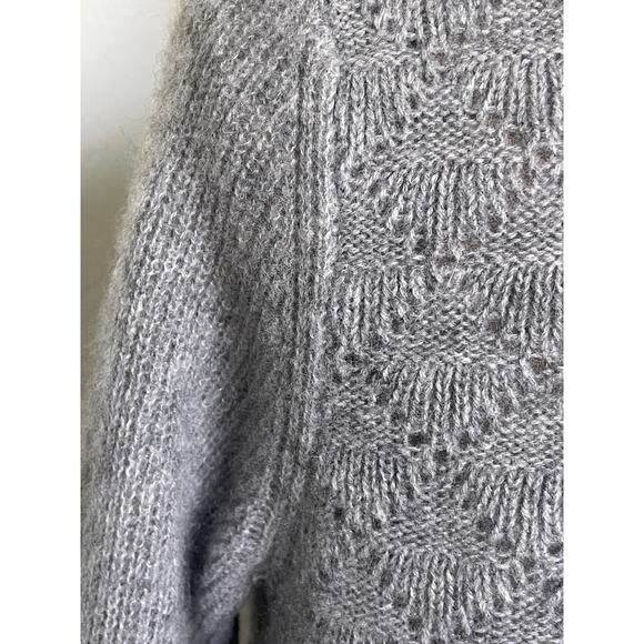 Max Studio Cashmere Gray Diamond Pattern Open Cardigan Sweater Medium - Picture 2 of 8